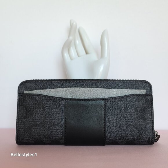 COACH Boxed Slim Accordion Signature Canvas & Leather Wallet w Back-slip pocket⭐ - Picture 8 of 16